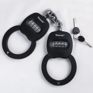 Tonyon Heavy Duty Anti Theft Waterproof Handcuff Bicycle Lock 4 Digit Combination Chain Lock with Bag for E Scooter EBike