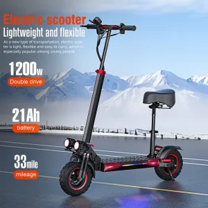 US EU Stock Electric Scooter 1200W Power 60km Range Per Charge Big Display for Long Journeys Adult Electric Scooter