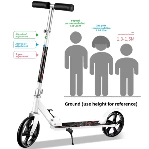 Urban Foldable Two Wheeled Kick Scooter for Adults and Children Planar Wheel Device with Durable PU Plastic Material